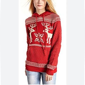 Merry Christma Reinder Hoodie Sweater Sz L